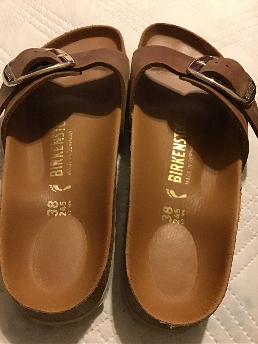 Birkenstock Brown Leather Single-Buckle Slide Sandals - Picture 5 of 8